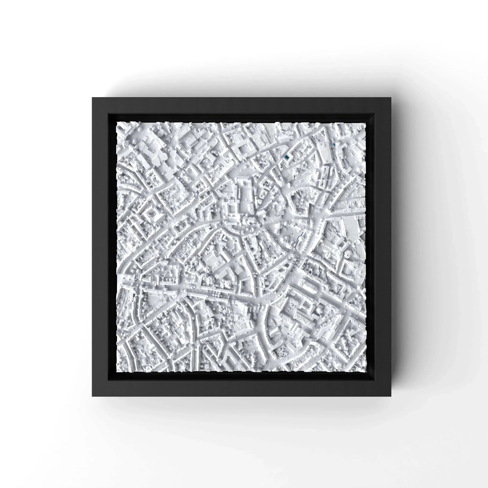 3D gedrucktes Stadtmodell Aachen eingerahmt für deine Wand - CraftedCity