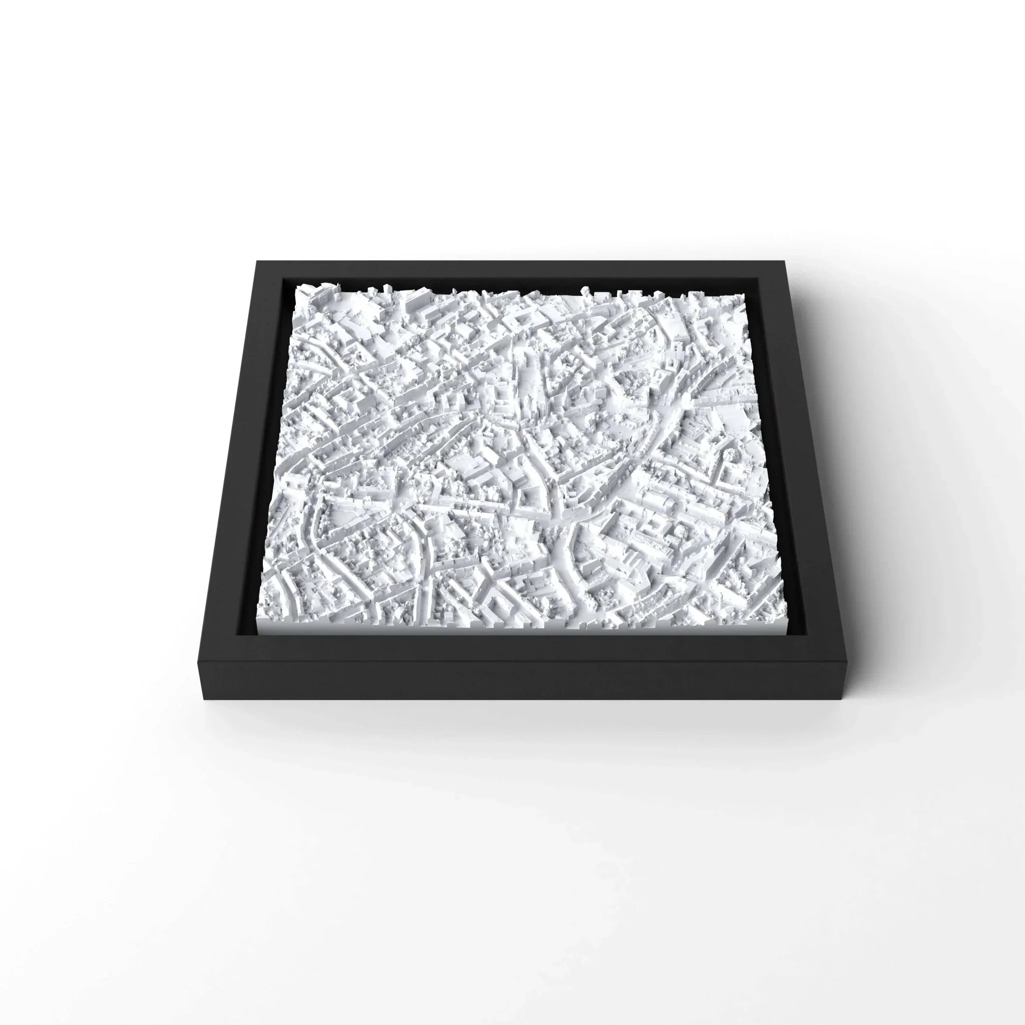 3D gedrucktes Stadtmodell Aachen eingerahmt für deine Wand - CraftedCity