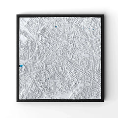 3D gedrucktes Stadtmodell Aachen eingerahmt für deine Wand - CraftedCity