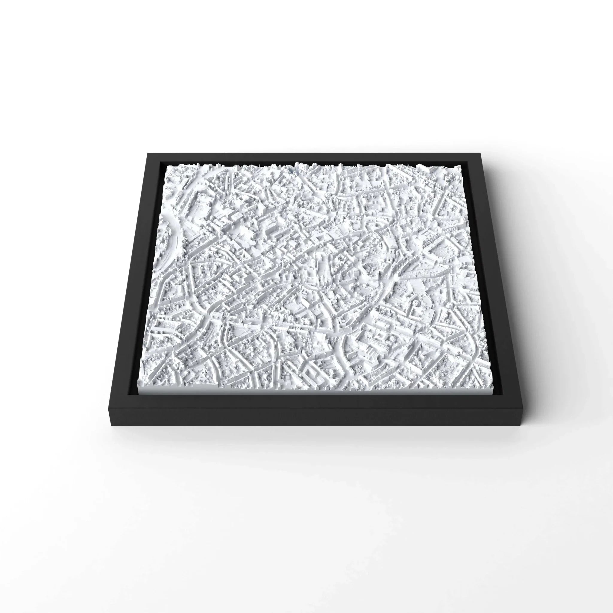 3D gedrucktes Stadtmodell Aachen eingerahmt für deine Wand - CraftedCity