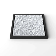 3D gedrucktes Stadtmodell Aachen eingerahmt für deine Wand - CraftedCity