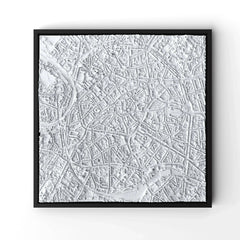 3D gedrucktes Stadtmodell Aachen eingerahmt für deine Wand - CraftedCity