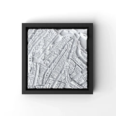 3D gedrucktes Stadtmodell Amsterdam eingerahmt für deine Wand - CraftedCity