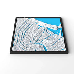 3D gedrucktes Stadtmodell Amsterdam eingerahmt für deine Wand - CraftedCity