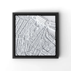 3D gedrucktes Stadtmodell Amsterdam eingerahmt für deine Wand - CraftedCity
