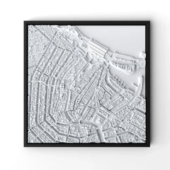 3D gedrucktes Stadtmodell Amsterdam eingerahmt für deine Wand - CraftedCity