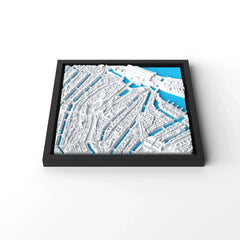 3D gedrucktes Stadtmodell Amsterdam eingerahmt für deine Wand - CraftedCity