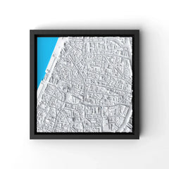 3D gedrucktes Stadtmodell Antwerpen eingerahmt für deine Wand - CraftedCity