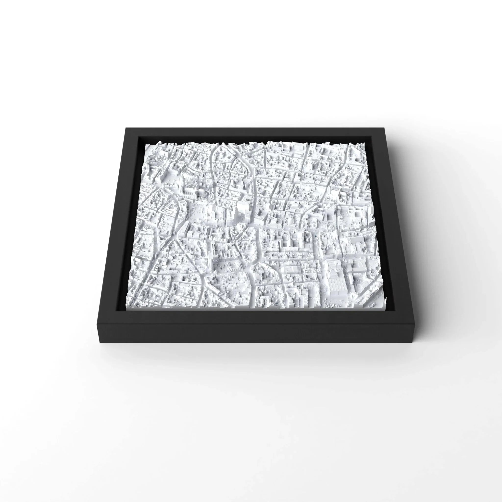 3D gedrucktes Stadtmodell Antwerpen eingerahmt für deine Wand - CraftedCity