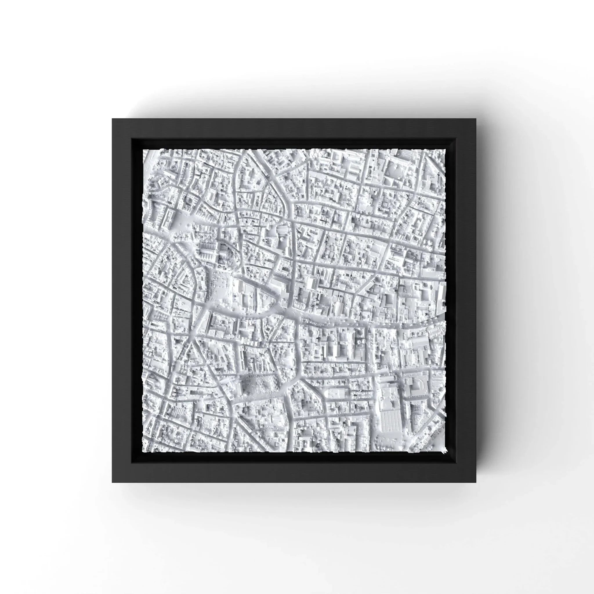 3D gedrucktes Stadtmodell Antwerpen eingerahmt für deine Wand - CraftedCity