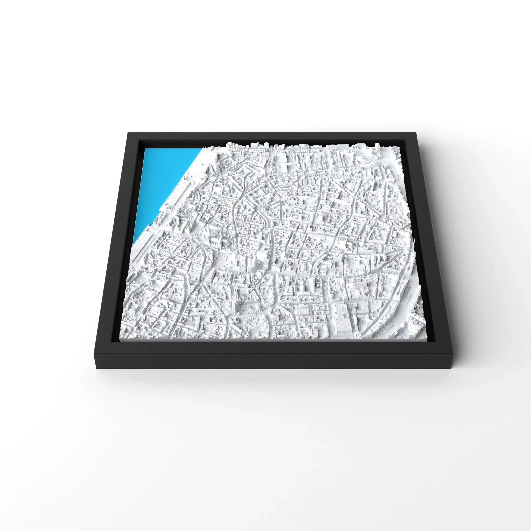 3D gedrucktes Stadtmodell Antwerpen eingerahmt für deine Wand - CraftedCity