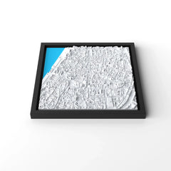 3D gedrucktes Stadtmodell Antwerpen eingerahmt für deine Wand - CraftedCity