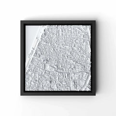 3D gedrucktes Stadtmodell Antwerpen eingerahmt für deine Wand - CraftedCity