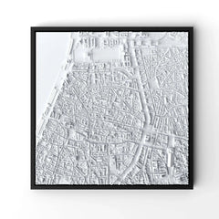 3D gedrucktes Stadtmodell Antwerpen eingerahmt für deine Wand - CraftedCity