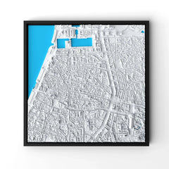 3D gedrucktes Stadtmodell Antwerpen eingerahmt für deine Wand - CraftedCity