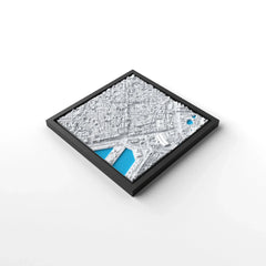 3D gedrucktes Stadtmodell Barcelona eingerahmt für deine Wand - CraftedCity