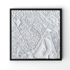 3D gedrucktes Stadtmodell Barcelona eingerahmt für deine Wand - CraftedCity