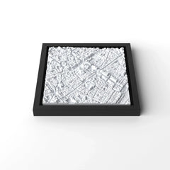 3D gedrucktes Stadtmodell Barcelona eingerahmt für deine Wand - CraftedCity