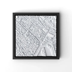 3D gedrucktes Stadtmodell Barcelona eingerahmt für deine Wand - CraftedCity