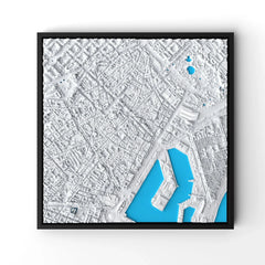 3D gedrucktes Stadtmodell Barcelona eingerahmt für deine Wand - CraftedCity