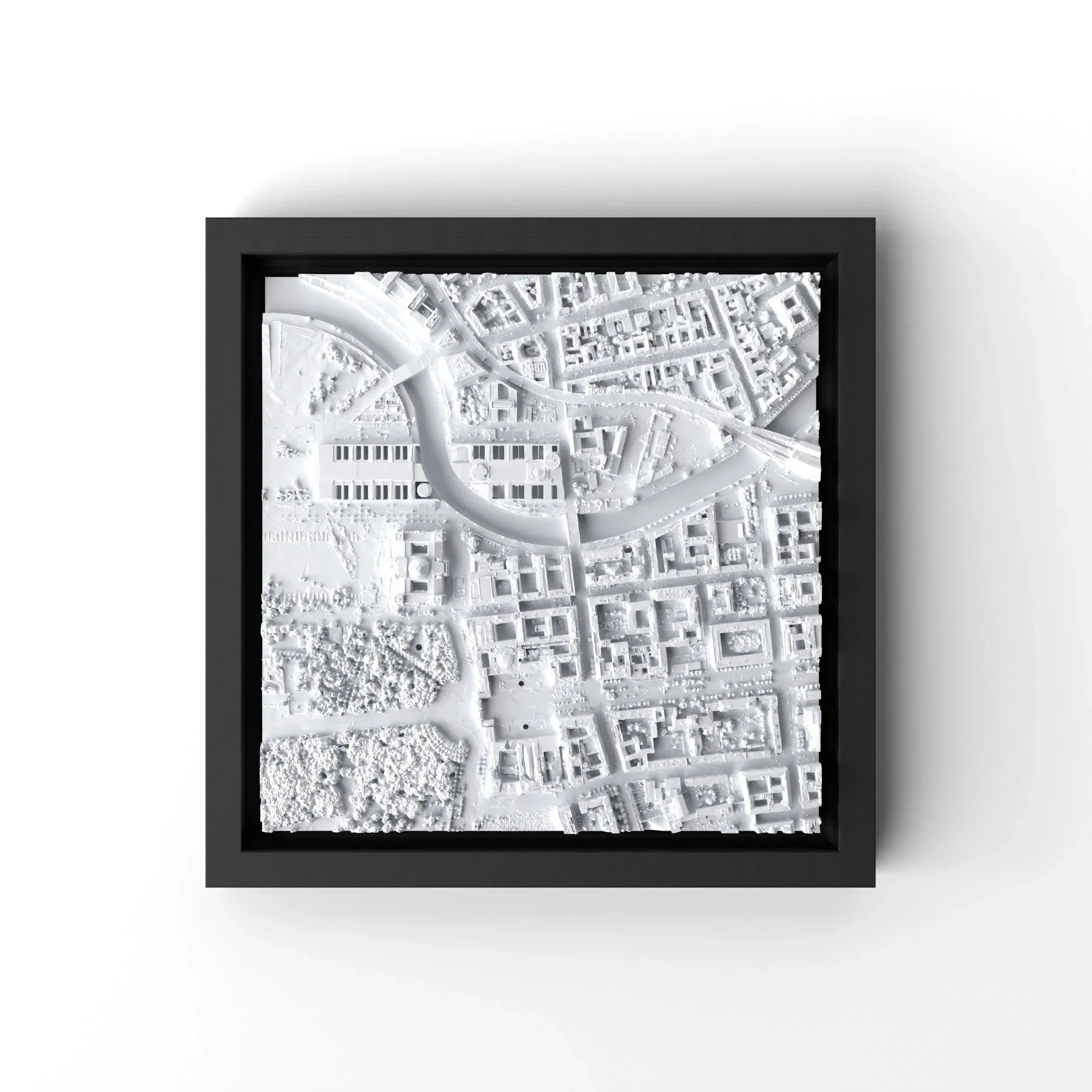 3D gedrucktes Stadtmodell Berlin eingerahmt für deine Wand - CraftedCity