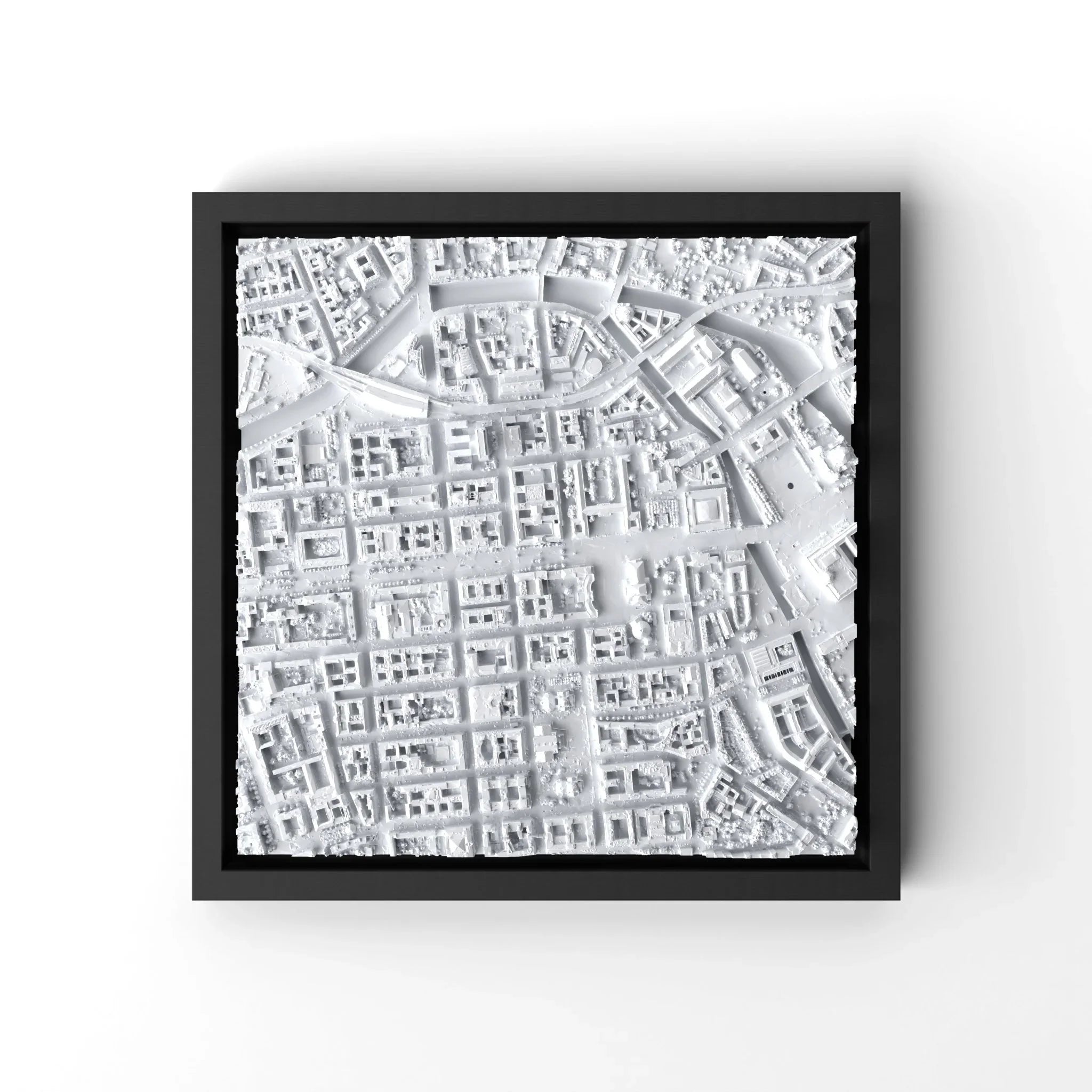 3D gedrucktes Stadtmodell Berlin eingerahmt für deine Wand - CraftedCity