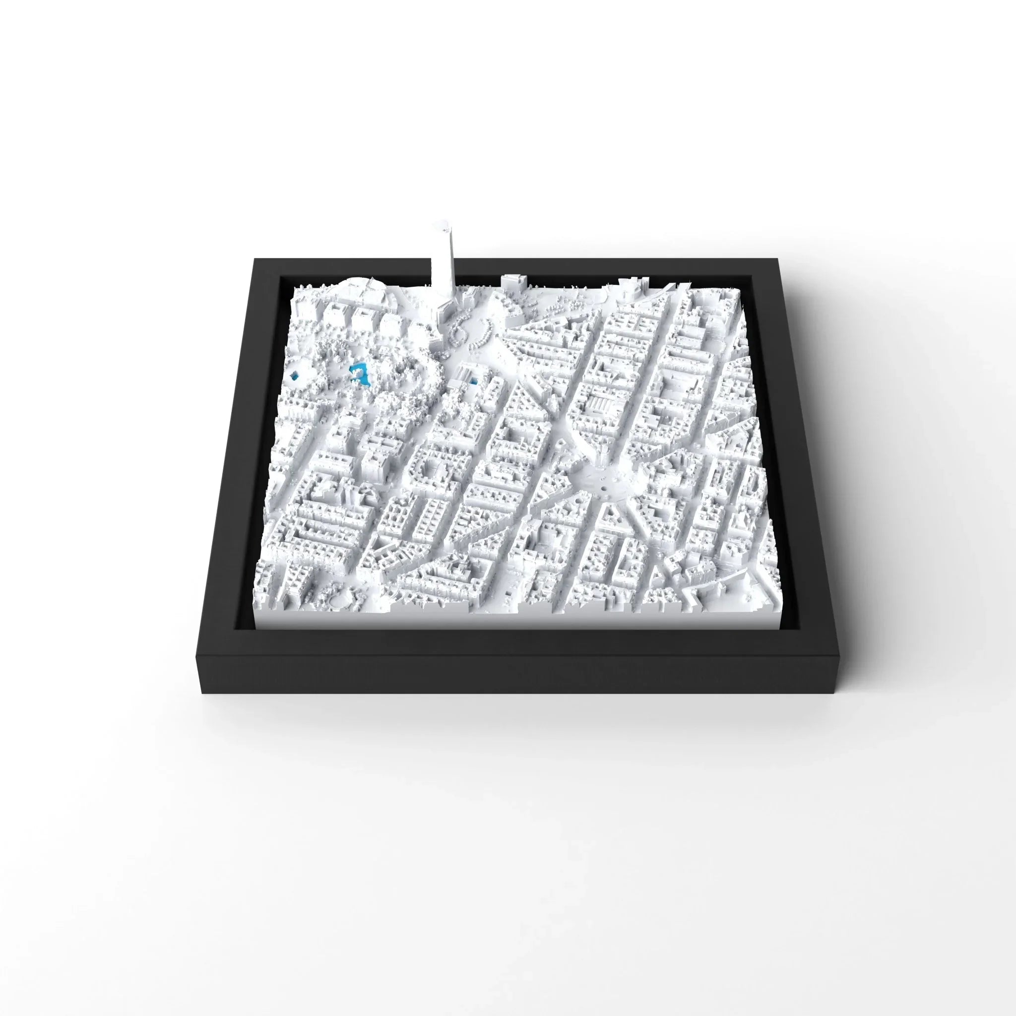 3D gedrucktes Stadtmodell Bilbao eingerahmt für deine Wand - CraftedCity