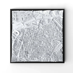 3D gedrucktes Stadtmodell Bilbao eingerahmt für deine Wand - CraftedCity