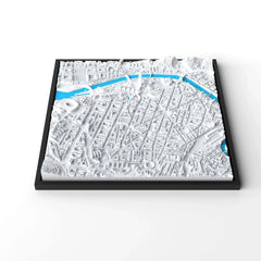 3D gedrucktes Stadtmodell Bilbao eingerahmt für deine Wand - CraftedCity