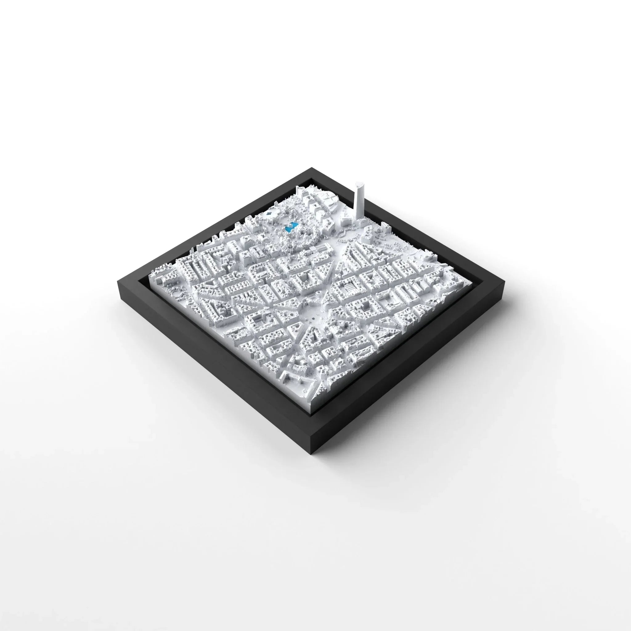 3D gedrucktes Stadtmodell Bilbao eingerahmt für deine Wand - CraftedCity