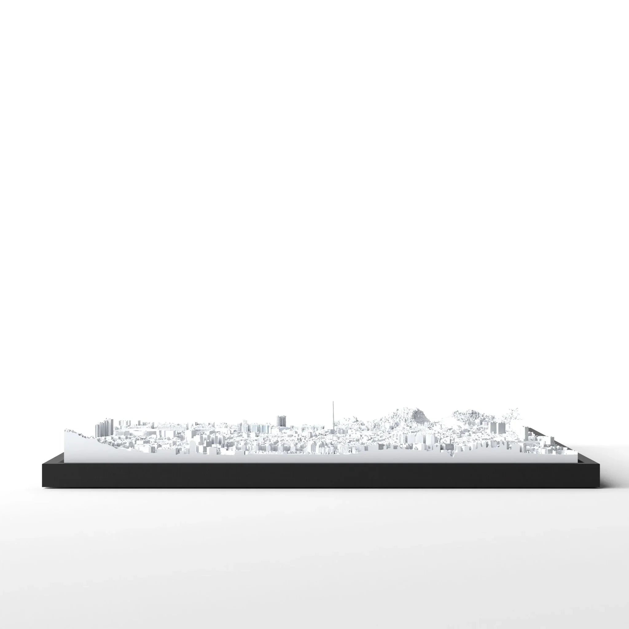 3D gedrucktes Stadtmodell Bilbao eingerahmt für deine Wand - CraftedCity