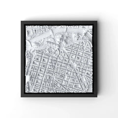 3D gedrucktes Stadtmodell Bilbao eingerahmt für deine Wand - CraftedCity