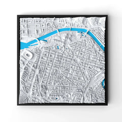 3D gedrucktes Stadtmodell Bilbao eingerahmt für deine Wand - CraftedCity