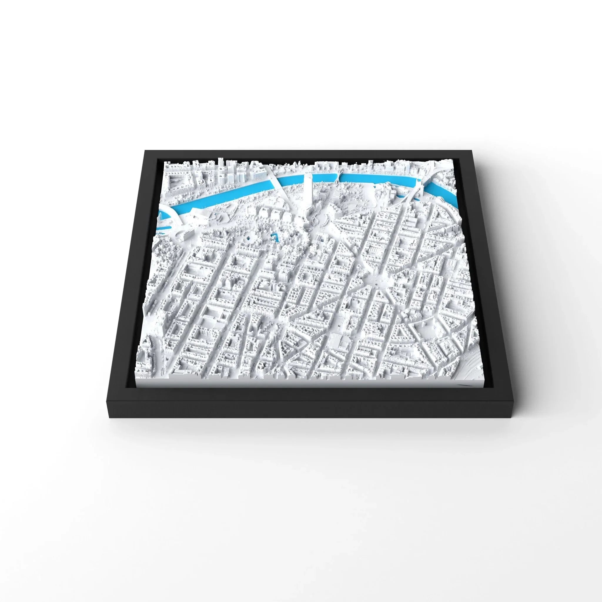 3D gedrucktes Stadtmodell Bilbao eingerahmt für deine Wand - CraftedCity