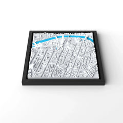 3D gedrucktes Stadtmodell Bilbao eingerahmt für deine Wand - CraftedCity