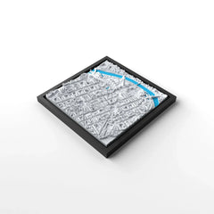 3D gedrucktes Stadtmodell Bilbao eingerahmt für deine Wand - CraftedCity