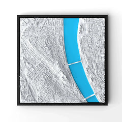3D gedrucktes Stadtmodell Budapest eingerahmt für deine Wand - CraftedCity