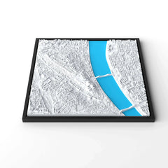 3D gedrucktes Stadtmodell Budapest eingerahmt für deine Wand - CraftedCity