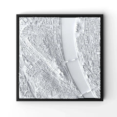 3D gedrucktes Stadtmodell Budapest eingerahmt für deine Wand - CraftedCity