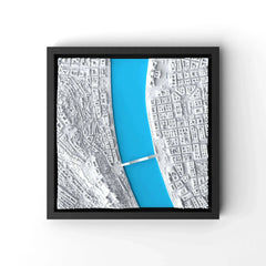 3D gedrucktes Stadtmodell Budapest eingerahmt für deine Wand - CraftedCity