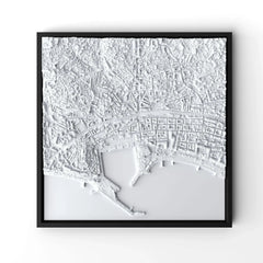 3D gedrucktes Stadtmodell Cannes eingerahmt für deine Wand - CraftedCity