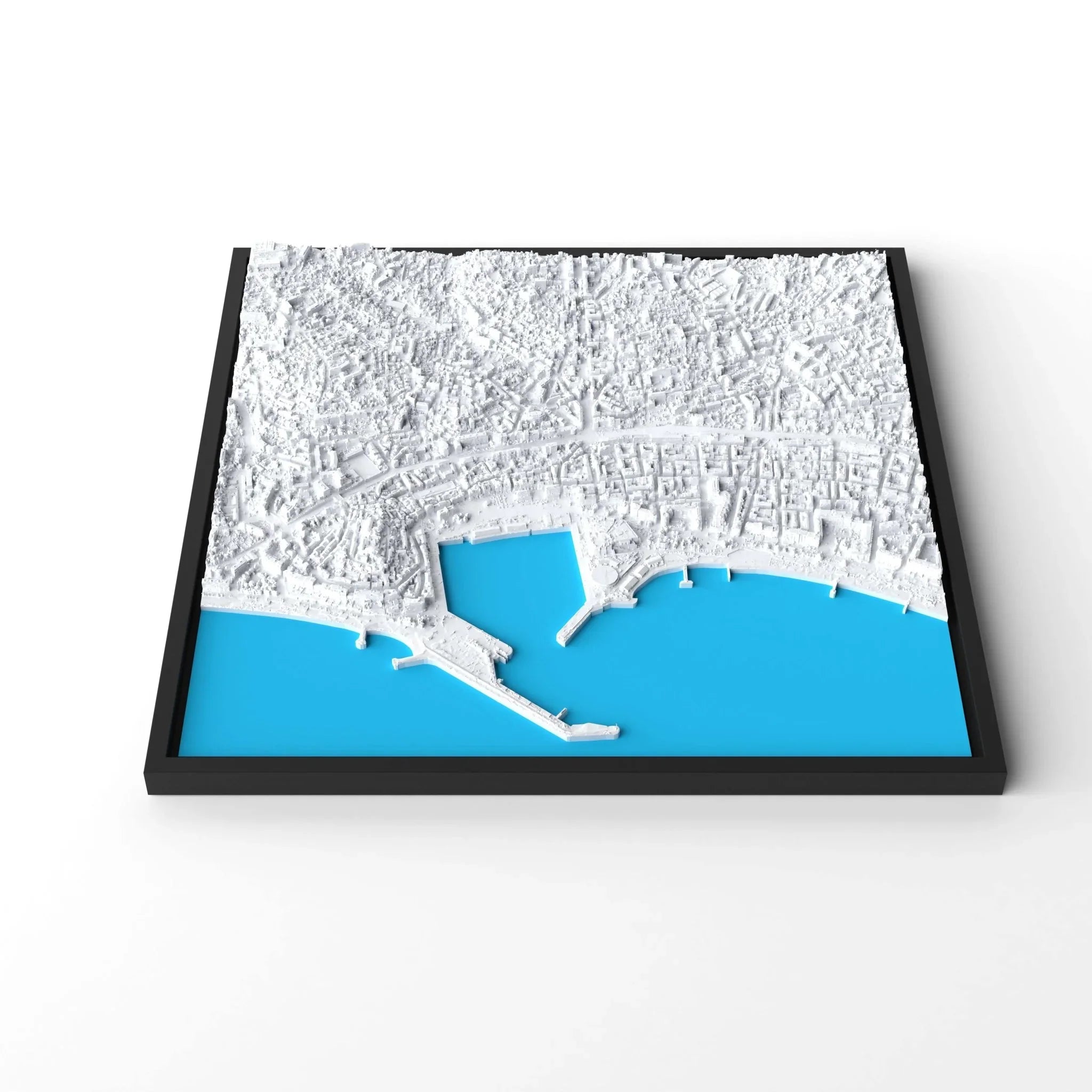 3D gedrucktes Stadtmodell Cannes eingerahmt für deine Wand - CraftedCity