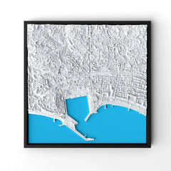 3D gedrucktes Stadtmodell Cannes eingerahmt für deine Wand - CraftedCity