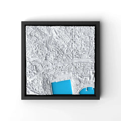 3D gedrucktes Stadtmodell Cannes eingerahmt für deine Wand - CraftedCity