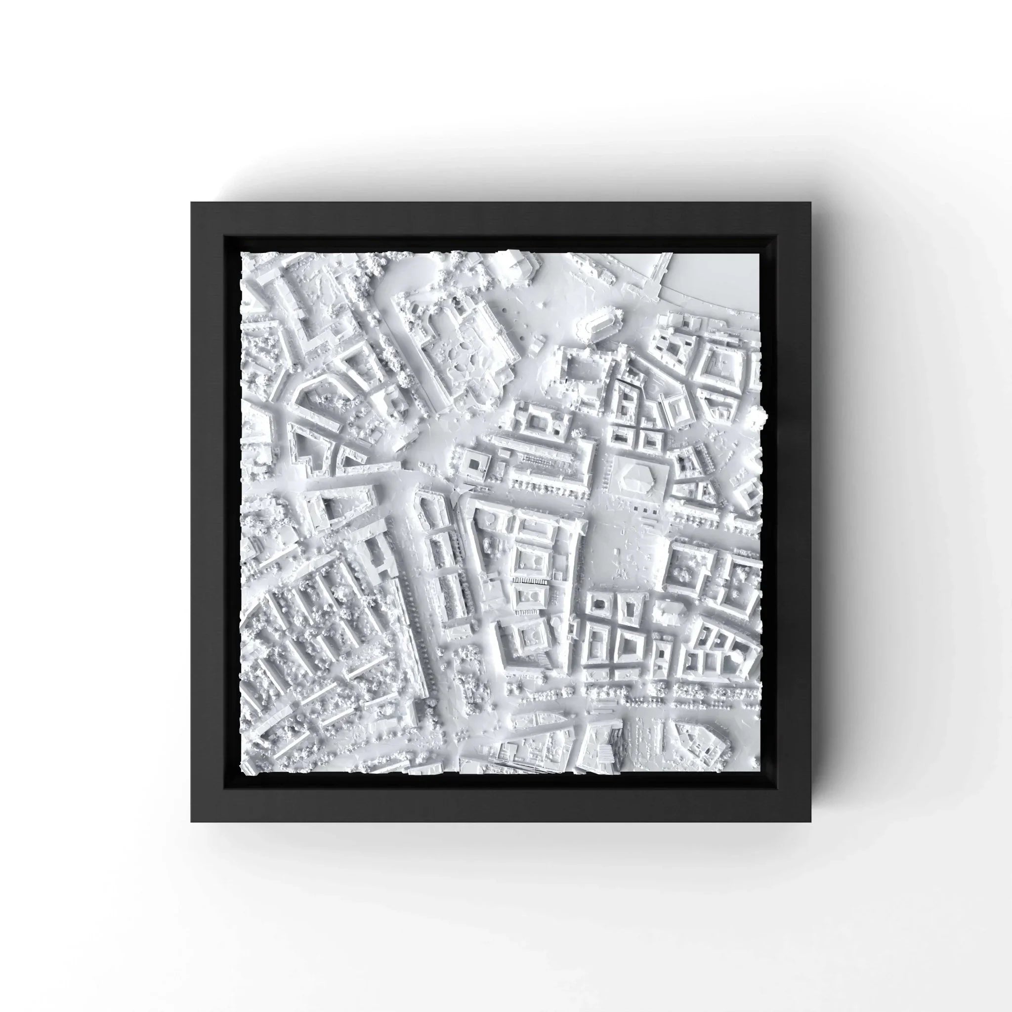 3D gedrucktes Stadtmodell Dresden eingerahmt für deine Wand - CraftedCity