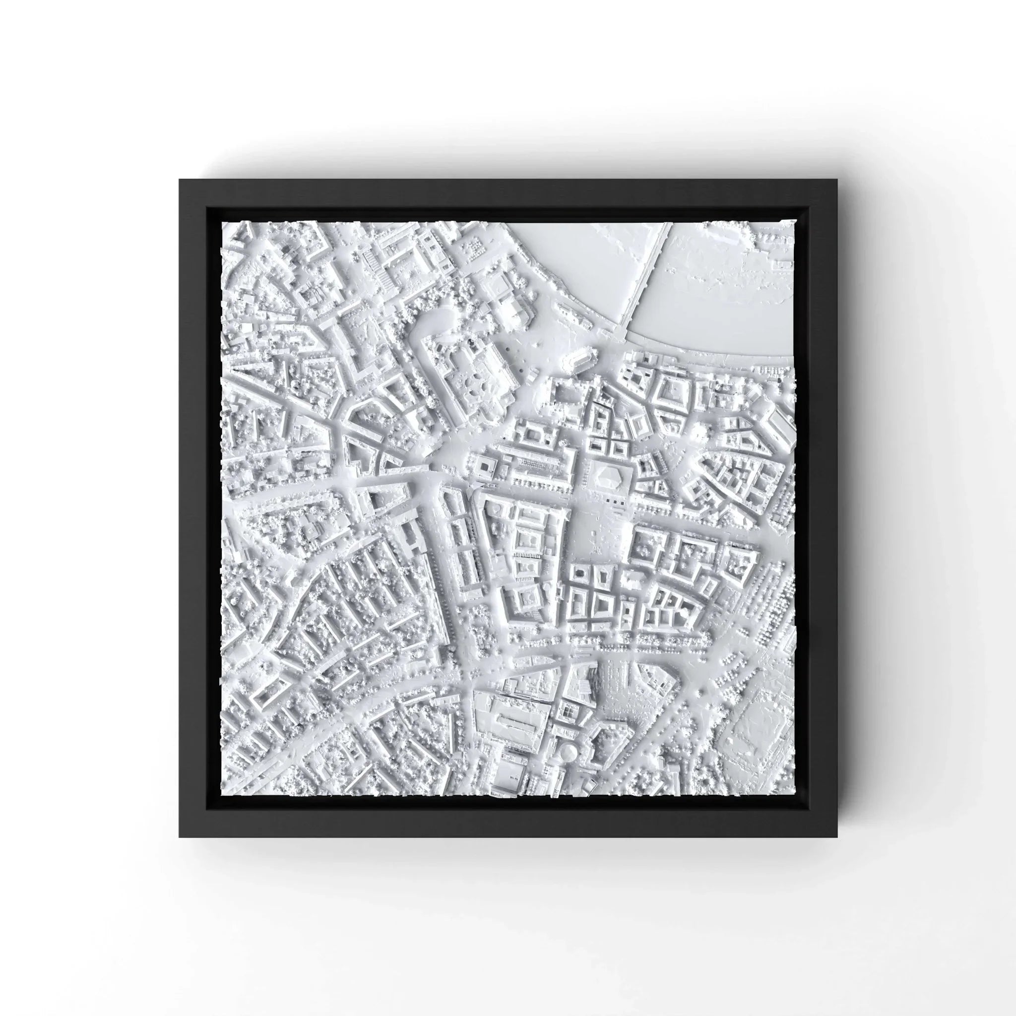 3D gedrucktes Stadtmodell Dresden eingerahmt für deine Wand - CraftedCity