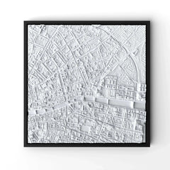3D gedrucktes Stadtmodell Dublin eingerahmt für deine Wand - CraftedCity
