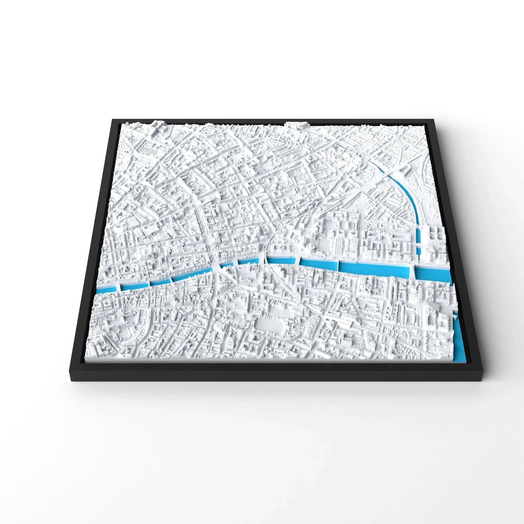 3D gedrucktes Stadtmodell Dublin eingerahmt für deine Wand - CraftedCity