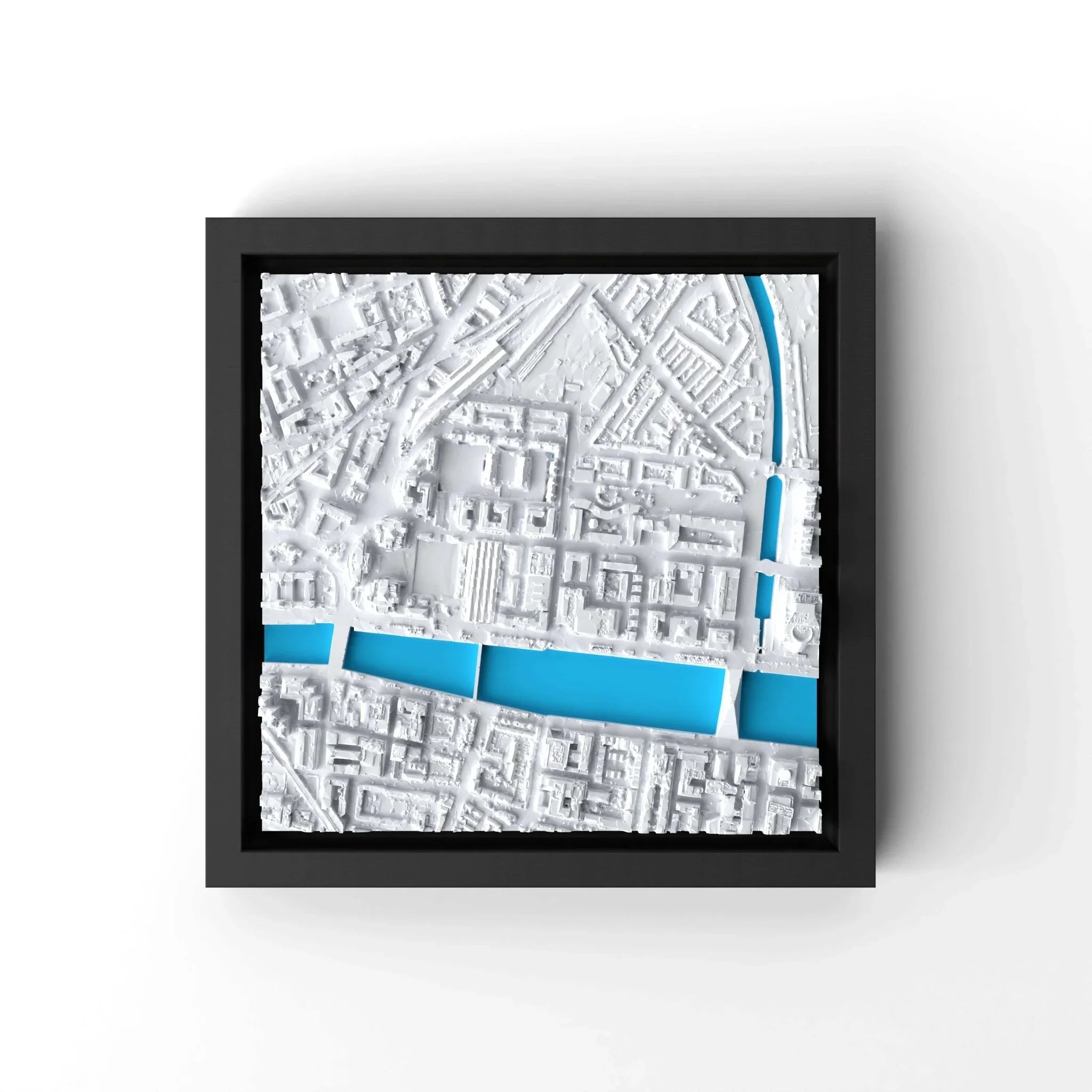 3D gedrucktes Stadtmodell Dublin eingerahmt für deine Wand - CraftedCity
