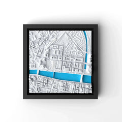 3D gedrucktes Stadtmodell Dublin eingerahmt für deine Wand - CraftedCity